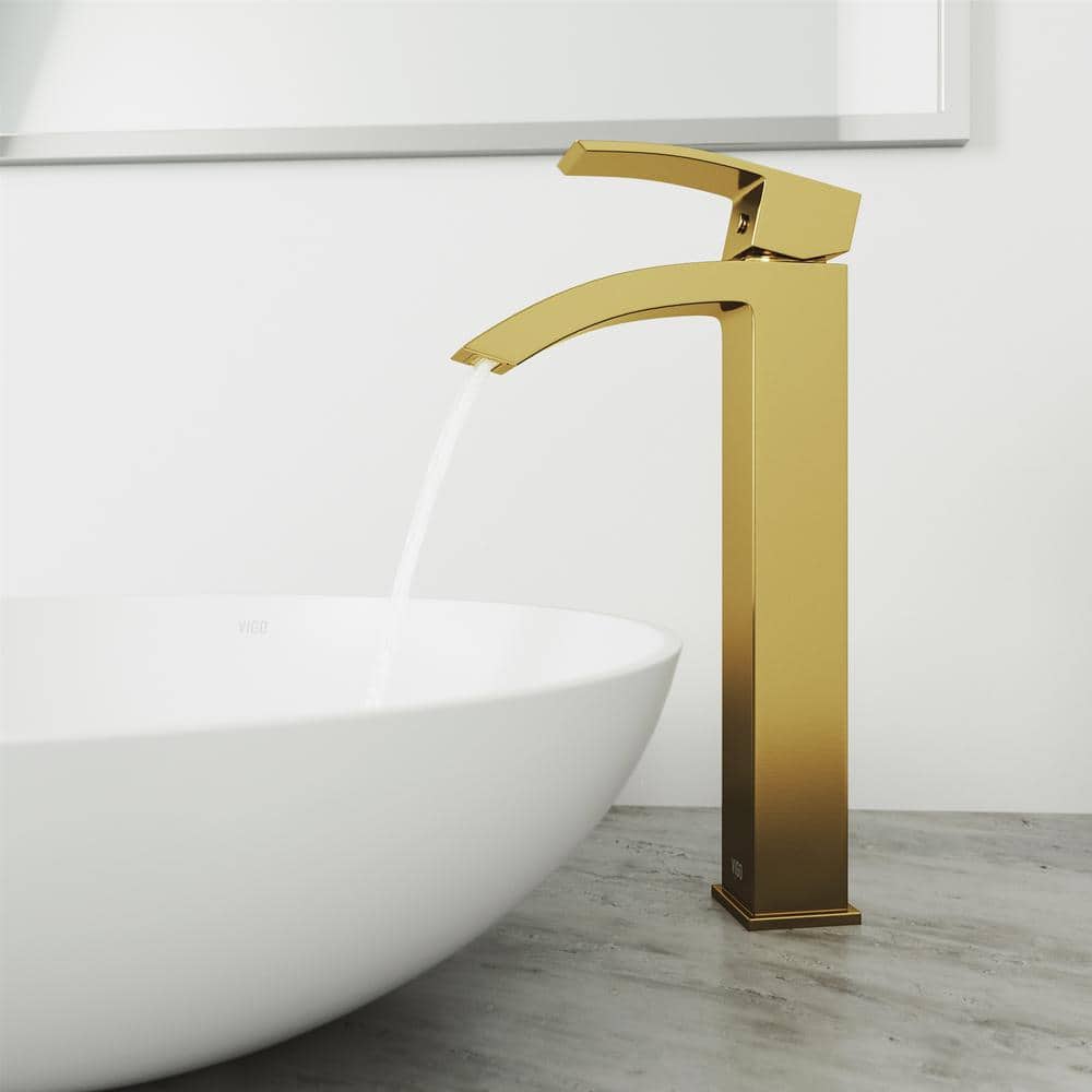 Matte Gold Single-Handle Waterfall Vessel Bathroom Faucet