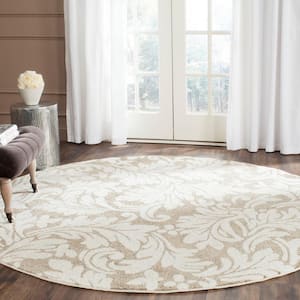 Amherst Wheat/Beige 5 ft. x 5 ft. Round Geometric Floral Area Rug