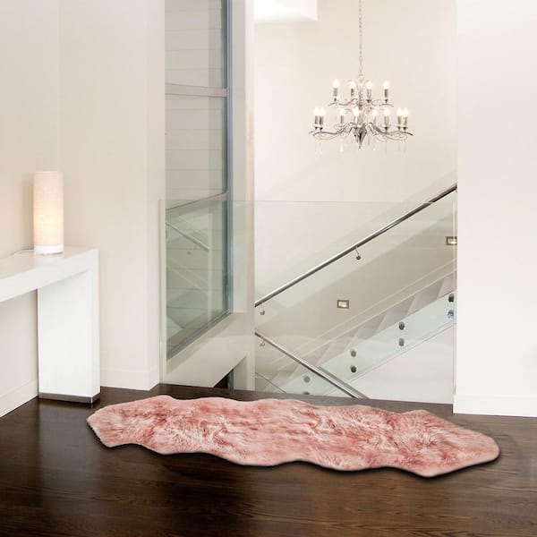 New Zealand Pink 2 ft. x 6 ft. Double Sheepskin Area Rug