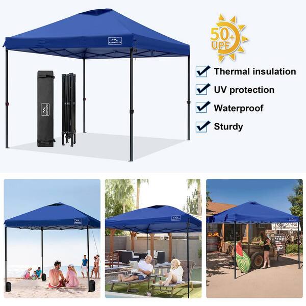 10 ft. x 10 ft. Navy Blue Waterproof Pop-Up Canopy Tent with