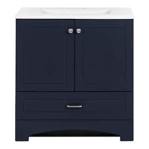 Lancaster 30 in. W x 19 in. D x 33 in. H Single Sink Bath Vanity in Deep Blue with White Cultured Marble Top