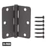 Everbilt 24-Pack 3-1/2 in. x 1/4 in Radius Matte Black Squeak-Free Butt Door Hinge 16511