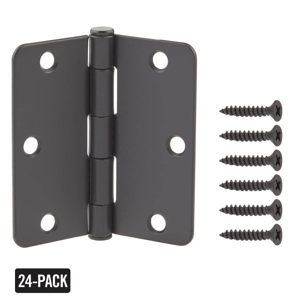 24-Pack 3-1/2 in. x 1/4 in Radius Matte Black Squeak-Free Butt Door Hinge price history on PriceWatchPro