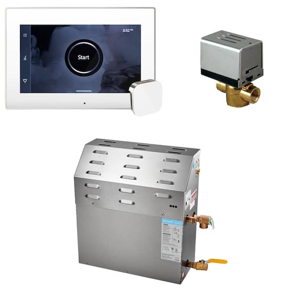 Mr. Steam Super (iSteamX) 12 kW (12000 W) Steam Shower Generator Package with iSteamX Control in White Polished Nickel
