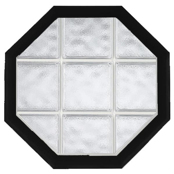 26 in. x 26 in. Acrylic Block Fixed Octagon Geometric Vinyl Window in Black - Glacier Block
