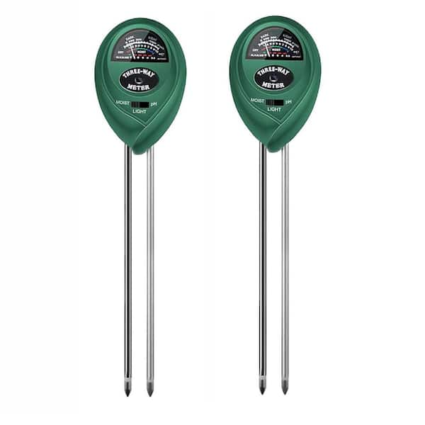 Misopily 3 in. Soil Tester, Plant Moisture Meter Light and PH Tester for Home, Garden, Lawn, Farm Use, Green Finish (2-Pack)