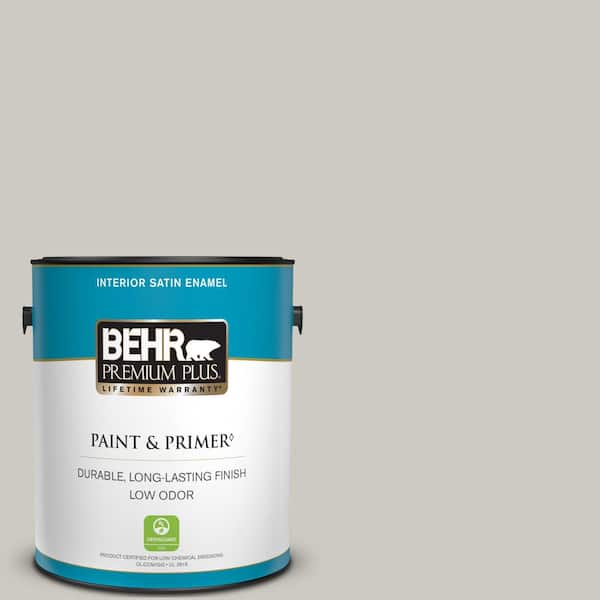 Behr Premium Plus 1 Gal 790c 3 Dolphin Fin Satin Enamel Low Odor Interior Paint Primer 705001 - Dolphin Fin Paint Color Home Depot