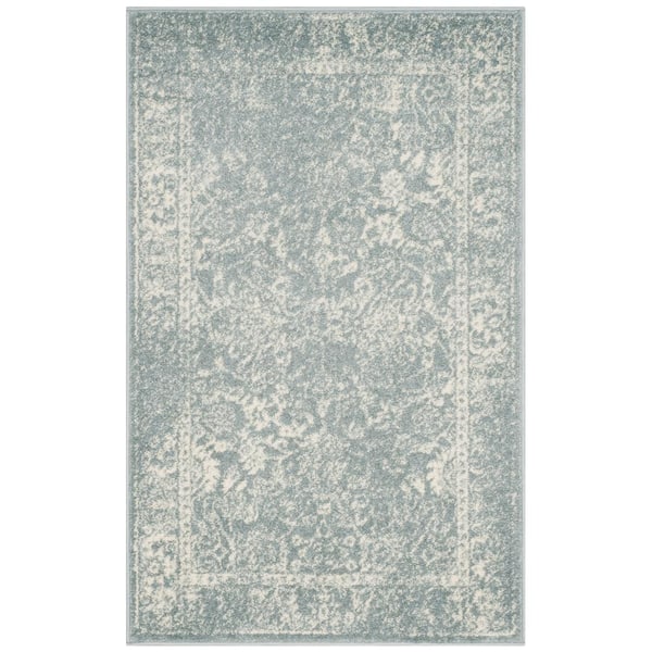 SAFAVIEH Adirondack Slate/Ivory Doormat 3 ft. x 5 ft. Border Distressed Area Rug