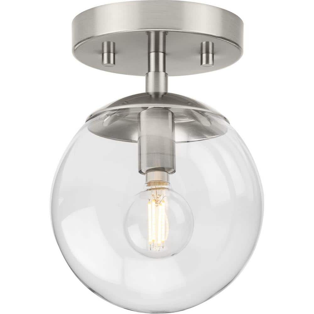 Atwell Brushed Nickel Globe Flush Mount Ceiling Light with Clear Glass