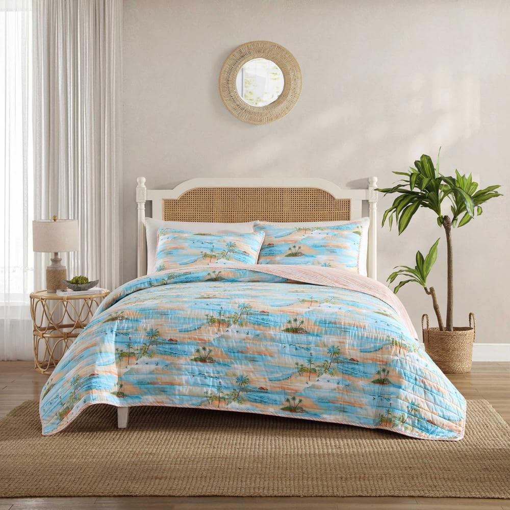 Tommy Bahama Bon Voyage 2-Piece Sterling Blue Twin Cotton Quilt