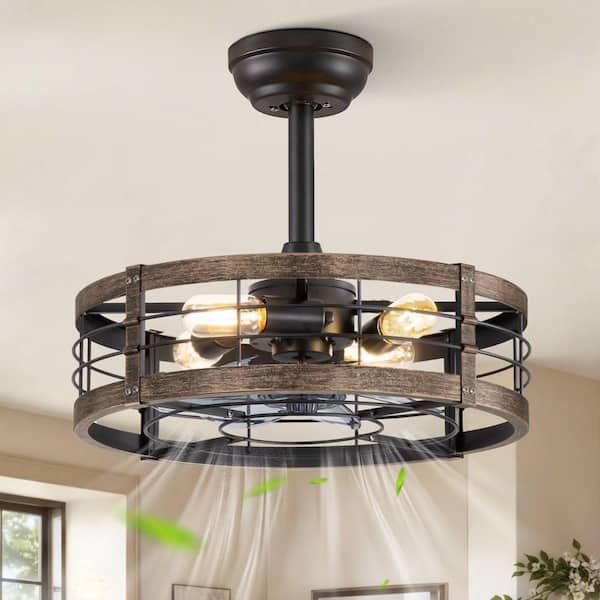 18 in. Indoor Black Downrod Mount Ceiling Fan with Remote Control