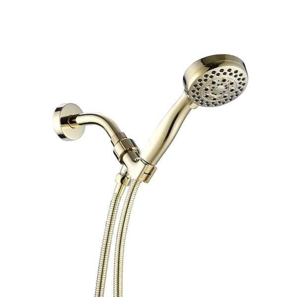 YONKI SUNSHIN INC 5-Spray Patterns with 2.5 GPM 3.5 in. Wall Mount Rain Fixed Shower Head in Polished Golden