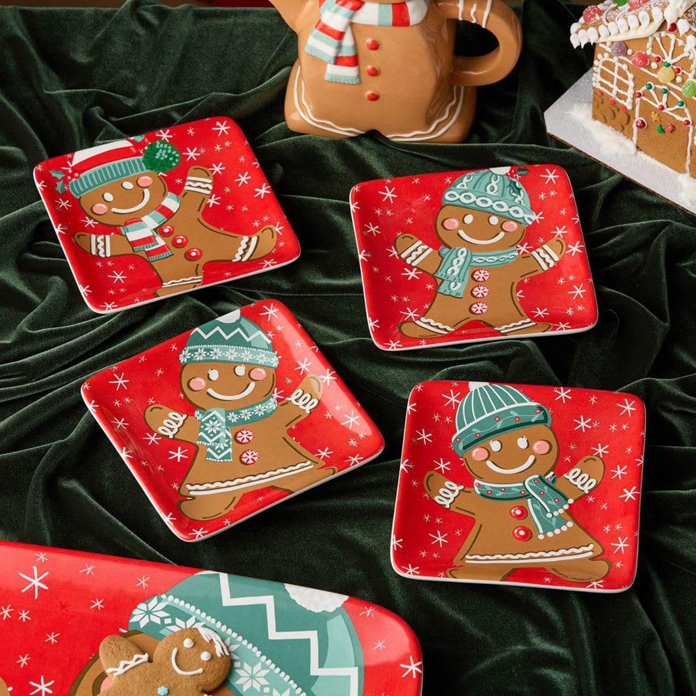 Christmas Whimsy Gingerbread Assorted Colors Ceramic 6 in. Canape Plates (Set of 4) price history on PriceWatchPro