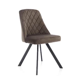 Yadira Brown Velvet Accent Chair with Diamond Stitch Pattern (Set of 2)