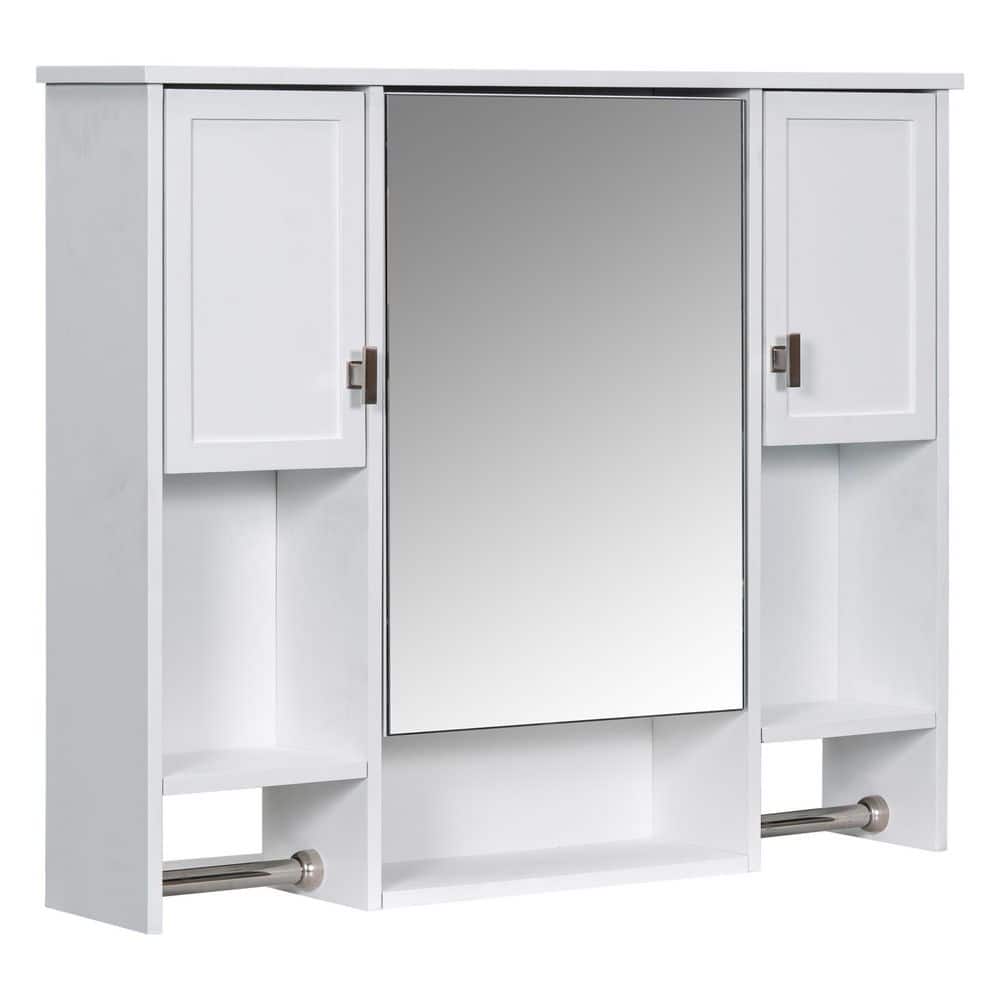 35 in. W x 28.7 in. H Rectangular MDF Medicine Cabinet with Mirror Wall Mounted Bathroom Cabinet in White price history on PriceWatchPro