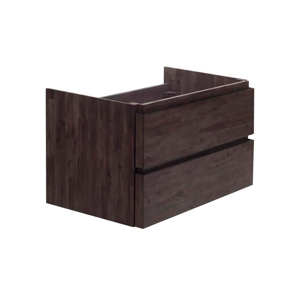 Acacia Brown 35" Wall Mount Single Sink Vanity Base