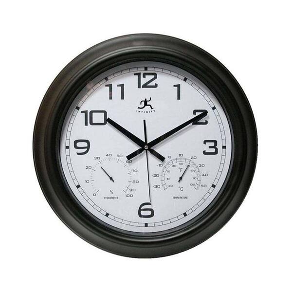 Generic unbranded 18 in. W The Seer Black Case with White Dial Wall Clock And Thermometer