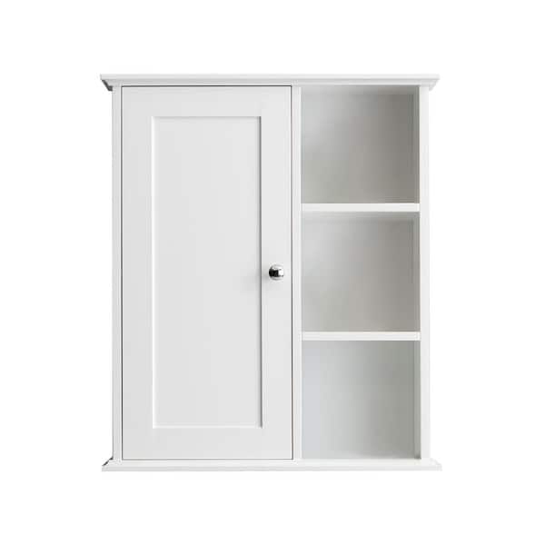 23.6 in. W x 27.6 in. H Rectangular White Wood Surface Mount Medicine Cabinet without Mirror, Wall Cabinet with Shelf