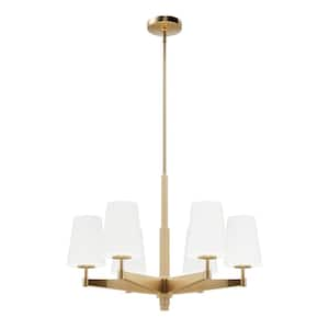 Nolita 6-Light Alturas Gold Branch Chandelier with Cased White Glass Shades