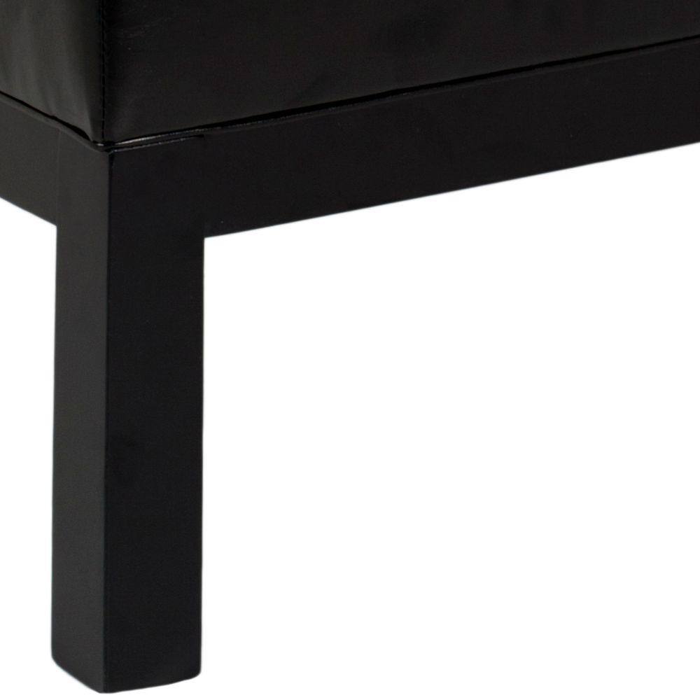 Transitional Terrence 37" Black Leather Cocktail Ottoman with Silver Nailheads