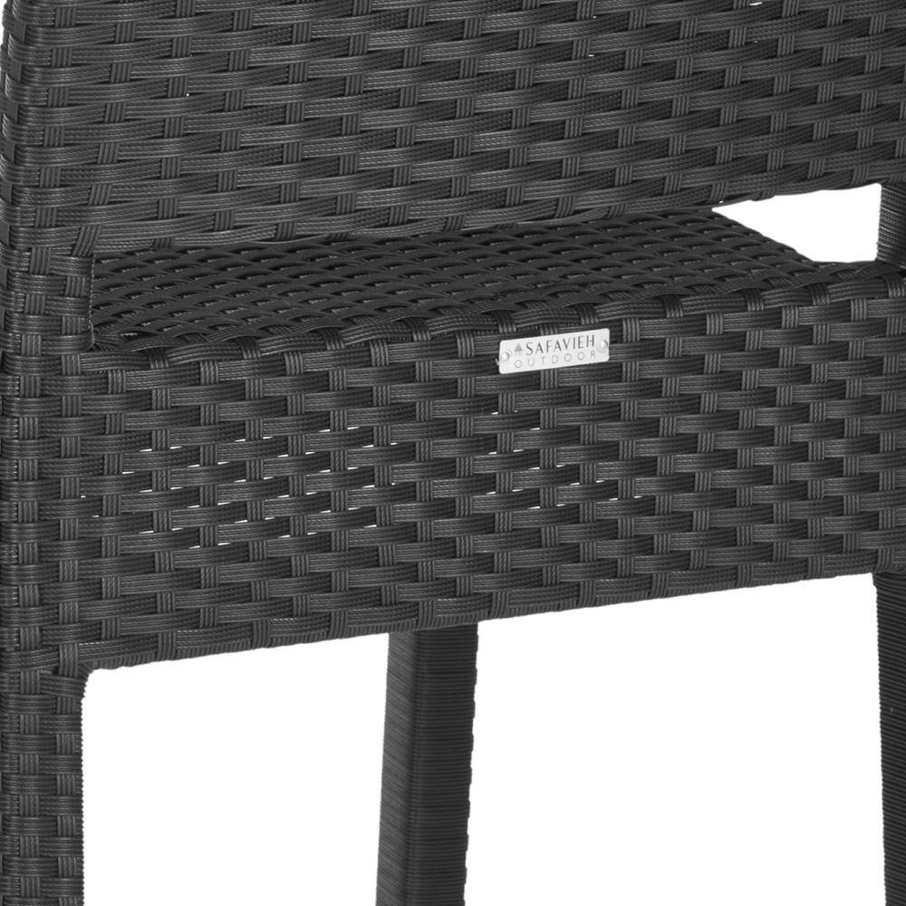 Bethel Black Wicker and Aluminum Bar Stool