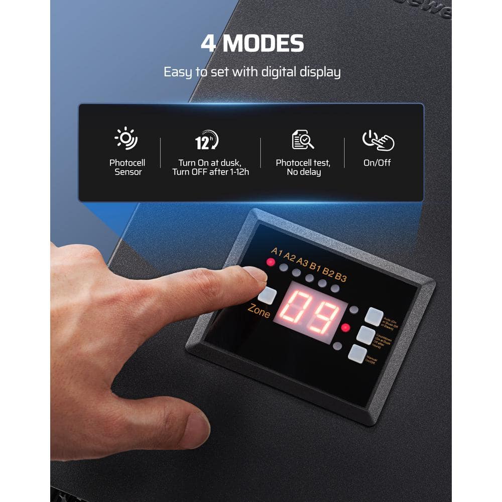 600W Black Waterproof Low Voltage Landscape Transformer with Timer