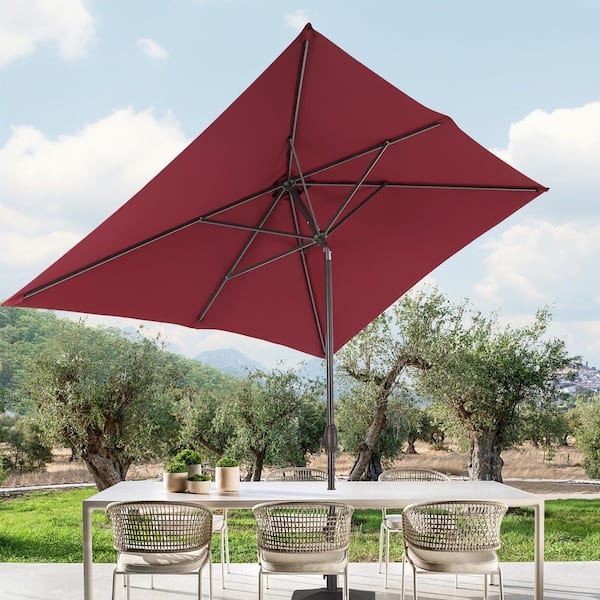 6 x 9 rectangular patio umbrella SANLUCE 6 ft. x 9 ft. Rectangular Patio Umbrella with UV Protection, Easy Tilt and Wind-Resistant Features in Wine Red