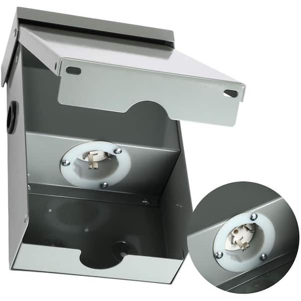 50 Amp Outdoor Generator Power Inlet Box 3-Prong Locking Plug, 125/250V 12500W, Weatherproof w/ Pre-Drilled Holes