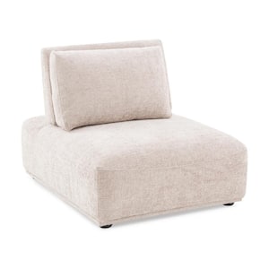 Fairwind 37 in. Armless Chenille Rectangle Modular Extendable Back Sofa in Light Brown - Armless Chair