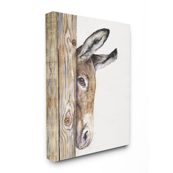Stupell Industries 16 in. x 20 in. "Cute Baby Donkey Brown" by George Dyachenko Canvas Wall Art