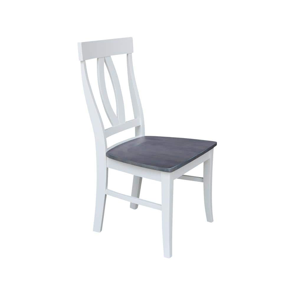 Heather Gray and White Solid Parawood High Side Chair