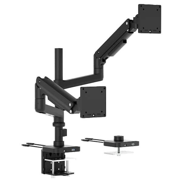 Heavy-Duty Dual Stacking Monitor Mount with Pole and Gas Spring Arms for 17 in. to 49 in. Ultrawide Monitors