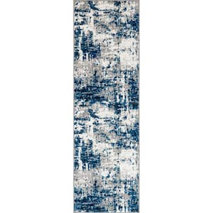 Indira Abstract Modern Blue 2 ft. x 8 ft. Runner Rug