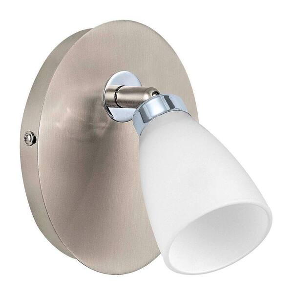EGLO Cariba 1-Light Matte Nickel Surface Mount Wall Light with Chrome Accents and On/Off Switch