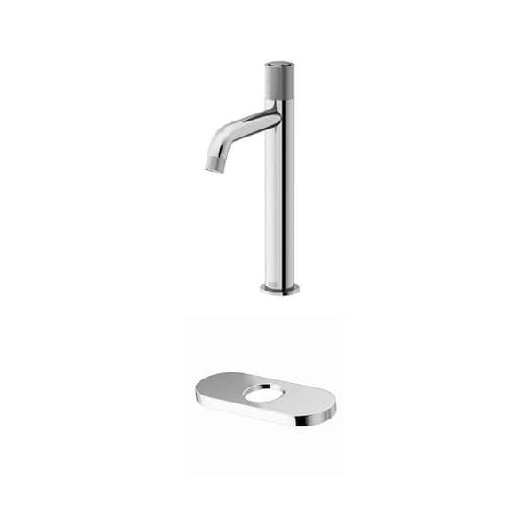 Apollo Single Hole Vessel Faucet and 5.5 in. Deck Plate Combo in Chrome