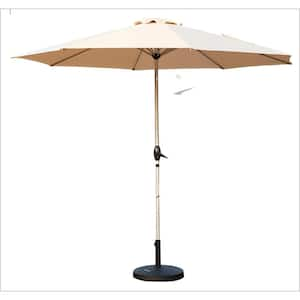 9 ft. Market Patio Umbrella Outdoor Umbrella with Push Button Tilt, Crank, 8 Sturdy Ribs in Beige