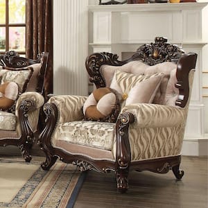 Amelia 51 in. Beige Fabric Arm Chair
