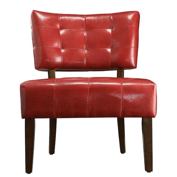 HomeSullivan Red Faux Leather Armless Accent Chair