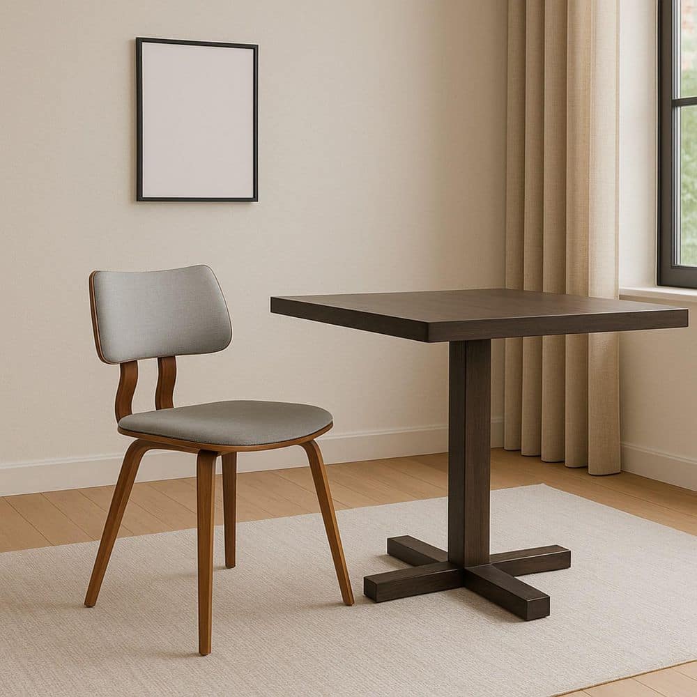 Brown/Gray Fabric Upholstered Wood Frame Dining Chair, Sturdy Dining Chair for Dining Rooms