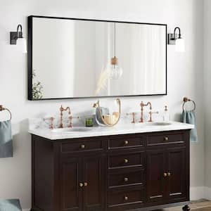 35 in. W x 59 in. H Rectangle Black Framed Wall Mounted Mirror Floor Mirror Bathroom Mirror
