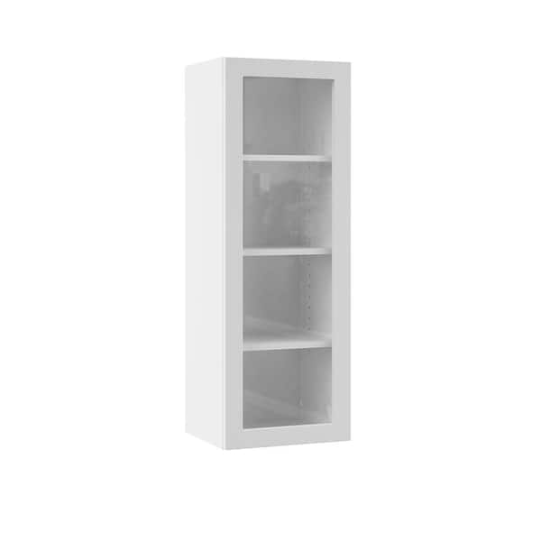 Hampton Bay Designer Series Edgeley Assembled 15x42x12 in. Wall Kitchen Cabinet with Glass Door in White