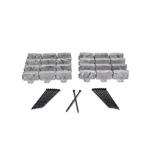Vigoro 10 ft. L x 2.7 in. H Decorative Faux Stone Dark Gray Plastic No-Dig Landscape Edging Kit