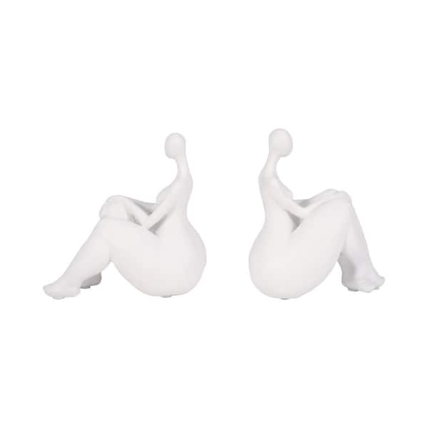 Liv & Skye White Sitting Ladies Resin Bookends (Set of 2)