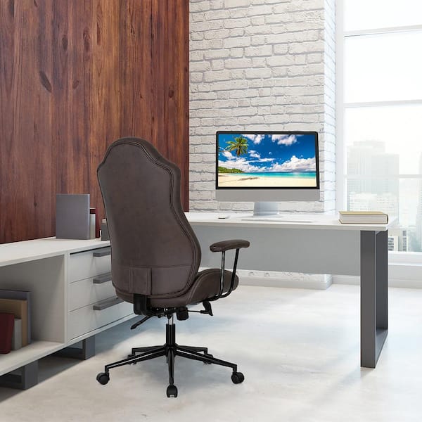 Gray High Back Executive Office Chair Adjustable Reclining Task Chair Armrest