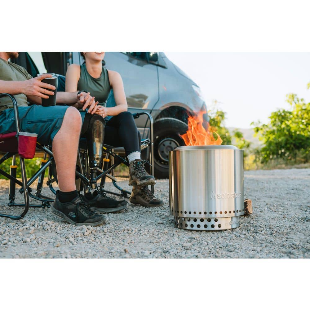 Compact Silver Stainless Steel Smokeless Wood Burning Fire Pit