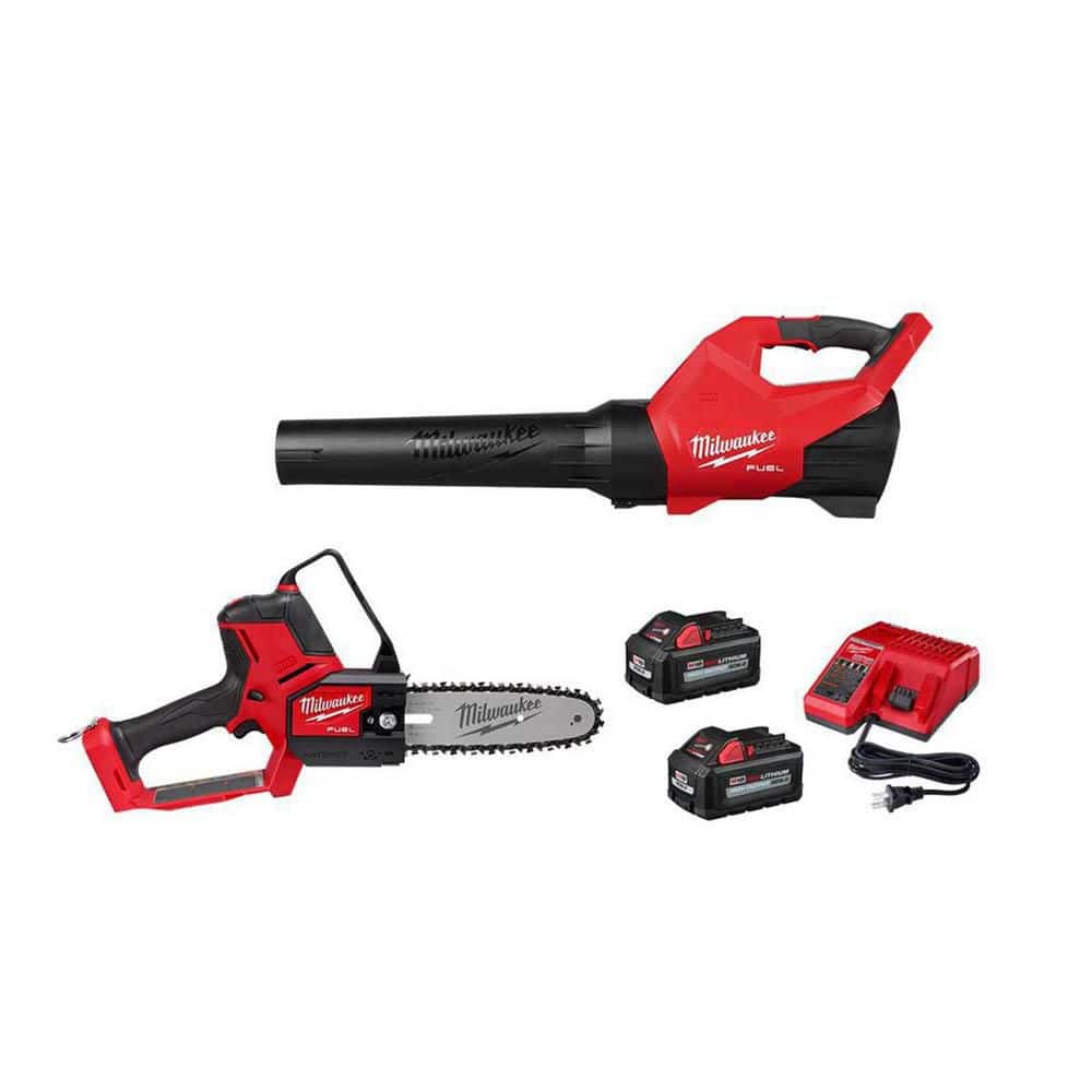 Milwaukee M18 Fuel 120 MPH 500 CFM 18-Volt Brushless Cordless Handheld Blower with 2-6.0 Ah Batteries, Charger, M18 Hatchet Saw