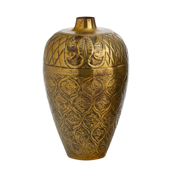 Nearly Natural 15 in. Gold Antique Urn