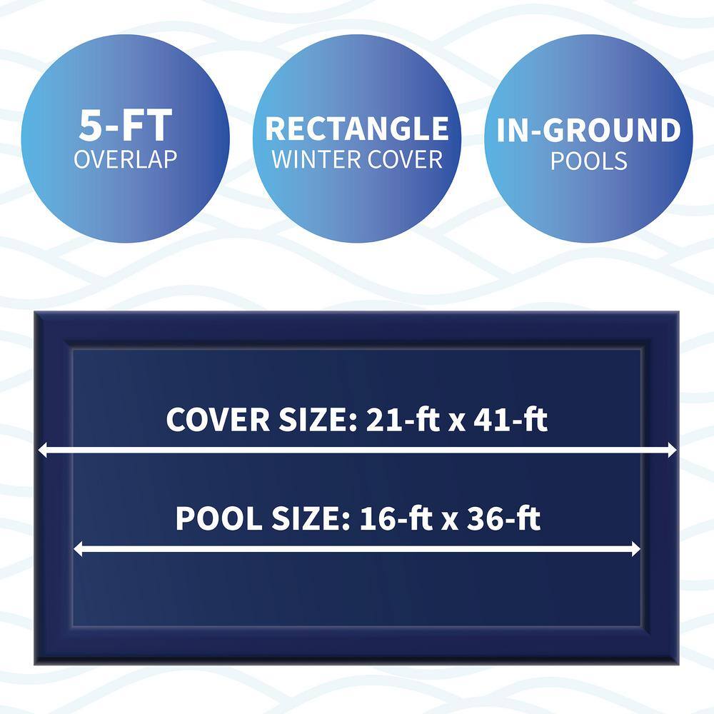 Royal Blue Rectangular In-Ground Winter Pool Cover 16 ft x 36 ft