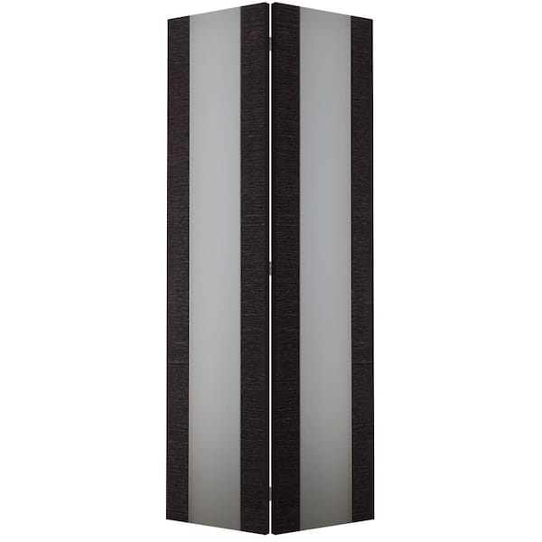 Belldinni Avanti 202 48 in. x 79.375 in. Solid Composite Core Frosted Full Lite Black Apricot Finished Bifold Door with Hardware
