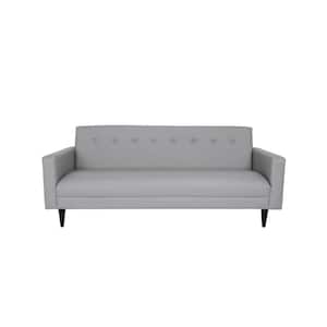 Amelia 80 in. Rolled Arm Faux Leather Rectangle Sofa in Gray